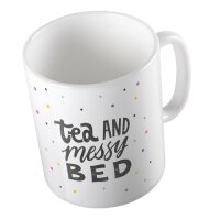 Kaffeetasse Tea and messy bed Konfetti Weiß 330ml