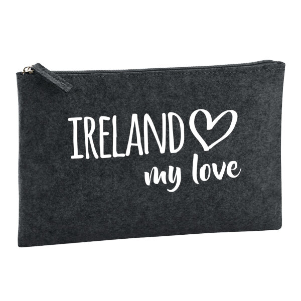 Kulturbeutel Ireland my love 1 Liter Filz Charcoal Kosmetiktasche
