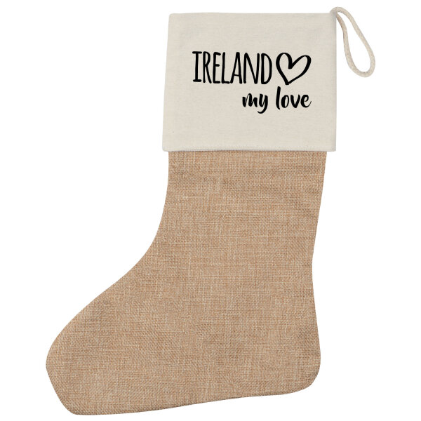 Weihnachtsstrumpf Ireland my love Beige