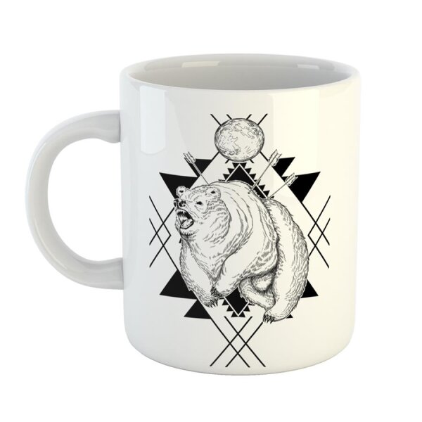 Kaffeetasse Bär Mond Natur Hipster Modern Art Weiß 330ml