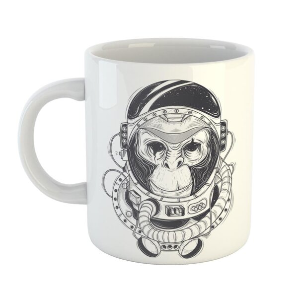Kaffeetasse Space Ape Affe Astronaut Weltraum Weiß 330ml