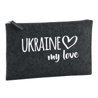 Kulturbeutel Ukraine my love 1 Liter Filz Charcoal...
