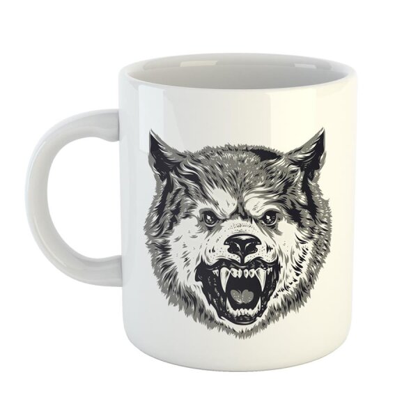 Kaffeetasse Böser Wolf Natur Wald Wild Zähne Weiß 330ml