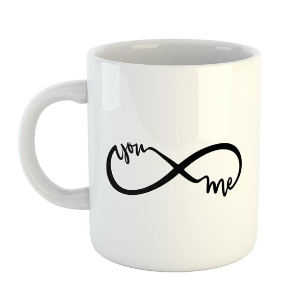Kaffeetasse you and me Unendlichkeit Liebe für immer Weiß 330ml