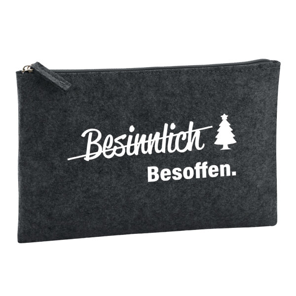 Kulturbeutel Besinnlich Besoffen Tannenbaum 1 Liter Filz Charcoal Kosmetiktasche