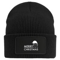 Beanie Merry Christmas Katze Black Mütze