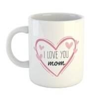 Kaffeetasse I love you mom Herz Weiß 330ml