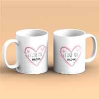Kaffeetasse I love you mom Herz Weiß 330ml