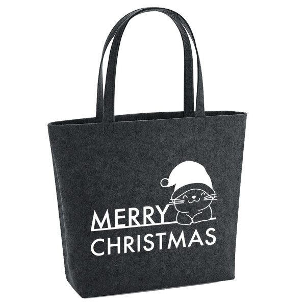 Filzshopper Merry Christmas Katze 22 Liter Filztasche