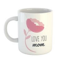 Kaffeetasse love you mom Blume Weiß 330ml