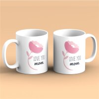 Kaffeetasse love you mom Blume Weiß 330ml