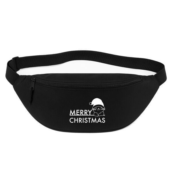 Bauchtasche Merry Christmas Katze 2,5 Liter Black Crossbody Bag