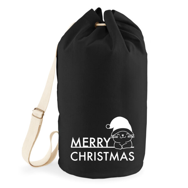 Seesack Merry Christmas Katze 20 Liter Rucksack Black