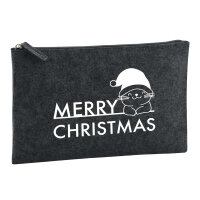 Kulturbeutel Merry Christmas Katze 1 Liter Filz Charcoal...