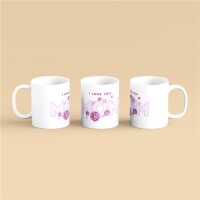 Kaffeetasse I love you mom Blumen Weiß 330ml