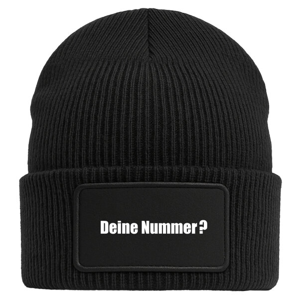 Beanie Deine Nummer? Schriftzug Black Mütze