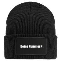 Beanie Deine Nummer? Schriftzug Black Mütze