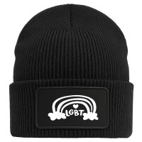 Beanie LGBT Regenbogen Herz Black Mütze