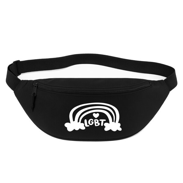 Bauchtasche LGBT Regenbogen Herz 2,5 Liter Black