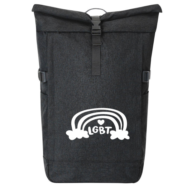 Kurierrucksack LGBT Regenbogen Herz 30-44 Liter Black Melange
