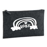 Kulturbeutel LGBT Regenbogen Herz 1 Liter Filz Charcoal...