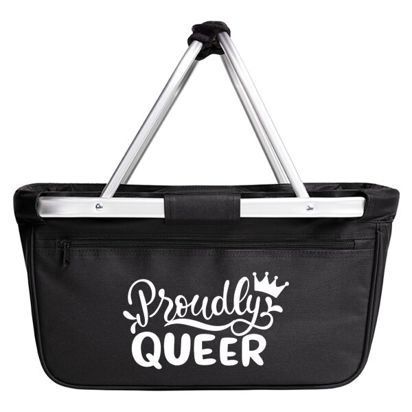 Einkaufskorb faltbar Proudly Queer Krone 20 Liter Tragekorb Black