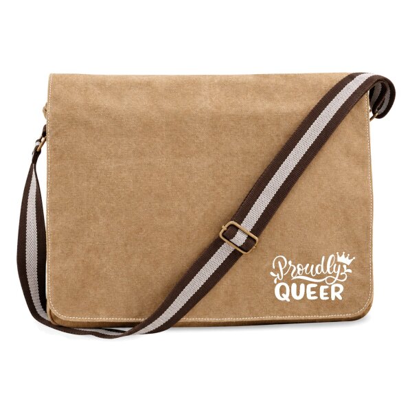 Umhängetasche Proudly Queer Krone, Canvas, 14 Liter