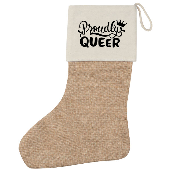 Weihnachtsstrumpf Proudly Queer Krone Beige