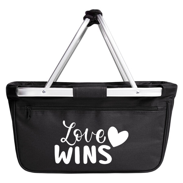 Einkaufskorb faltbar Love wins Herz 20 Liter Tragekorb Black