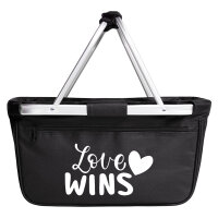 Einkaufskorb faltbar Love wins Herz 20 Liter Tragekorb Black