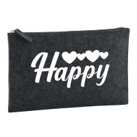 Kulturbeutel Happy Herzen 1 Liter Filz Charcoal...