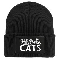 Beanie Keep calm and love Cats Black Mütze