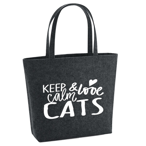 Filzshopper Keep calm and love Cats 22 Liter Filztasche