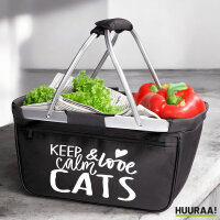 Einkaufskorb faltbar Keep calm and love Cats 20 Liter Tragekorb Black