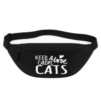 Bauchtasche Keep calm and love Cats 2,5 Liter Black...