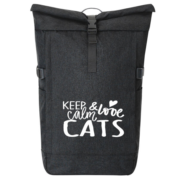 Kurierrucksack Keep calm and love Cats 30-44 Liter Black Melange