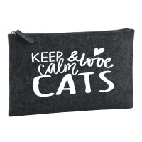 Kulturbeutel Keep calm and love Cats 1 Liter Filz...