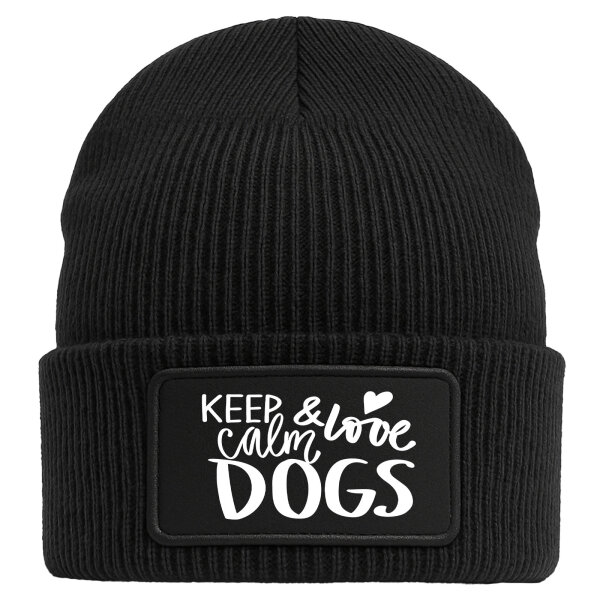 Beanie Keep calm and love Dogs Black Mütze