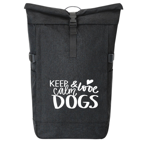 Kurierrucksack Keep calm and love Dogs 30-44 Liter Black Melange