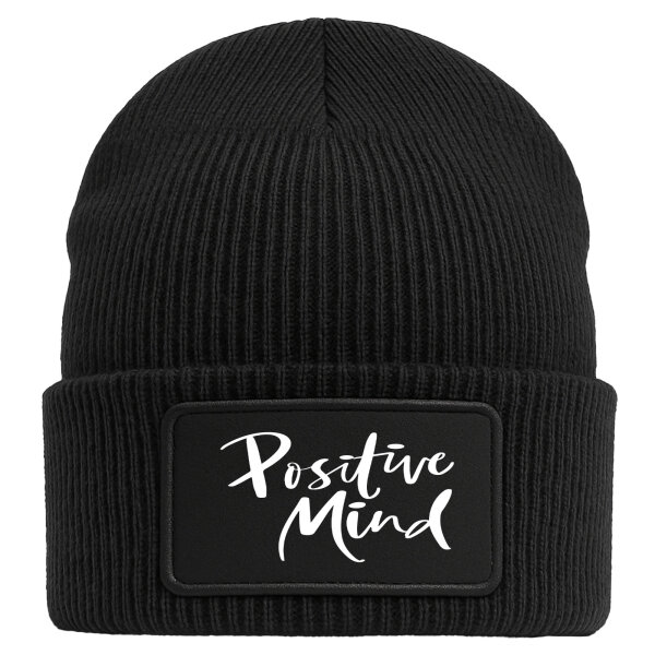 Beanie Positiv Mind Schriftzug Black Mütze