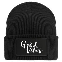 Beanie Good Vibes Schriftzug Black Mütze
