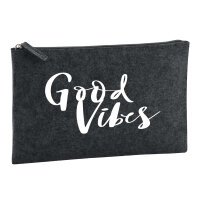 Kulturbeutel Good Vibes Schriftzug 1 Liter Filz Charcoal...