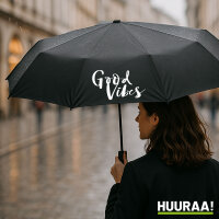 Regenschirm Good Vibes Schriftzug 98cm Schwarz