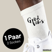 Socken Good Vibes Schriftzug Größe 37/46 White Motiv Tennissocken