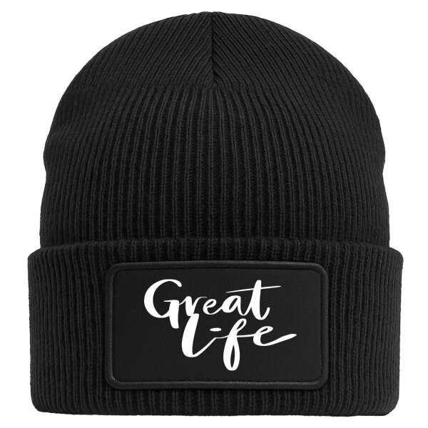 Beanie Great Life Schriftzug Black Mütze