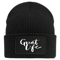 Beanie Great Life Schriftzug Black Mütze