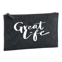 Kulturbeutel Great Life Schriftzug 1 Liter Filz Charcoal...