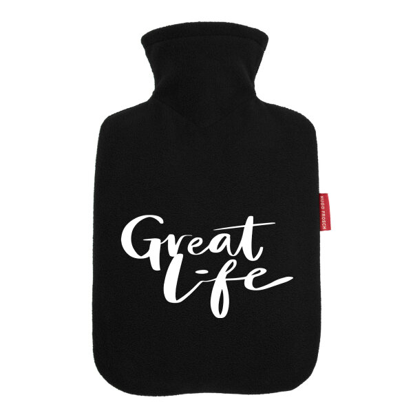 Wärmflasche Great Life Schriftzug