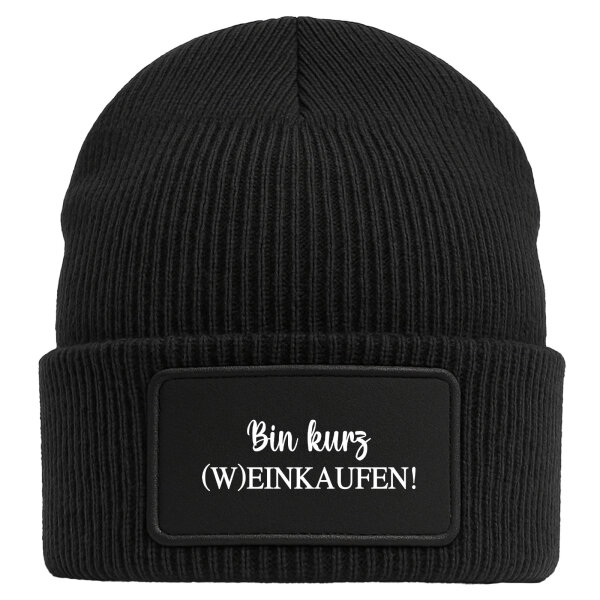 Beanie Bin kurz (W)Einkaufen Schriftzug Black Mütze