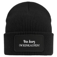 Beanie Bin kurz (W)Einkaufen Schriftzug Black Mütze